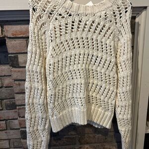 American Eagle Cream Crochet Knit Sweater - Boho Cottagecore Size S
